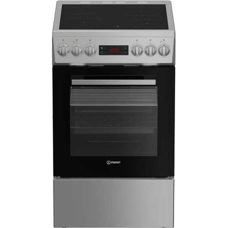 Indesit – Cuisinière vitrocéramique 50 cm – 4 foyers rayonnants – Mode de cuisson multifonction – Nettoyage Click&Clean