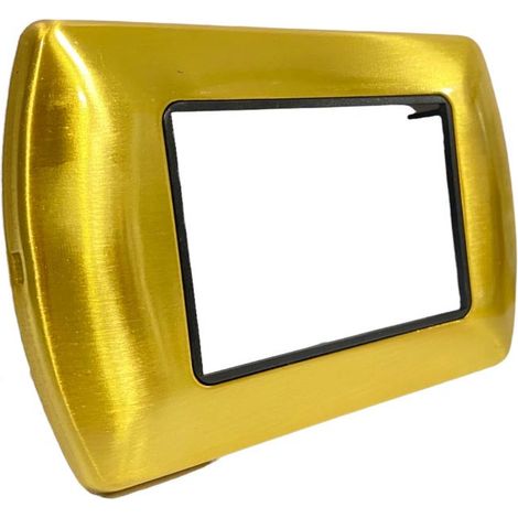 Placchetta per interruttore in metallo a 3 posti oro satinato cassetta 503 compatibile con living international supporto cover (1/2)