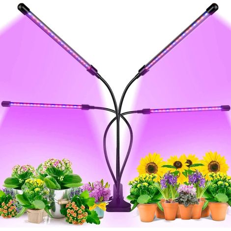 Wachstumslampe für Zimmerpflanzen – LED-Lampenclip mit 4 verstellbaren Haltungen (rot + blau), integrierte Zeitsteuerung und Farbsteuerung für Sukkulenten, Kräuter und kleine Topfpflanzen