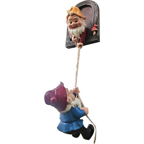 Statue d'esprit grimpant à l'arbre en résine, elfe de jardin enlaçant un arbre, ensemble de deux pièces, ornement nain, cadeau de décoration pour arbre de jardin extérieur (1/5)