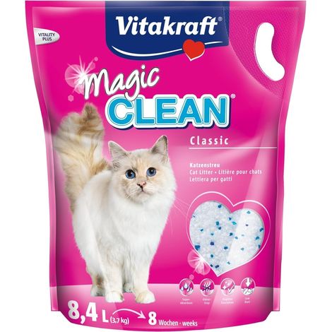 Litière Non Agglomérante pour Chats, Perles Minérales, Antibactérienne, Très Peu Poussiéreuse, Dure 8 Semaines 8,4L (1/4)