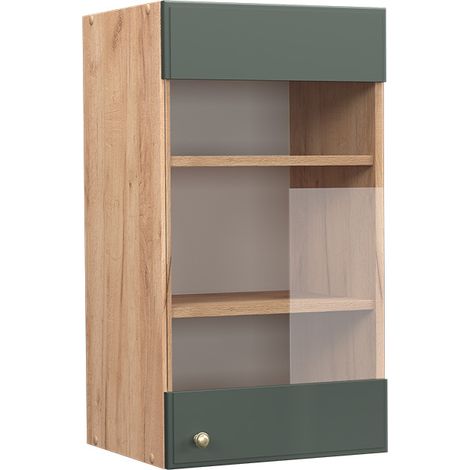 Meuble de cuisine haut vitré Fame-Line, Vert Or Campagne, 40 cm, Vicco