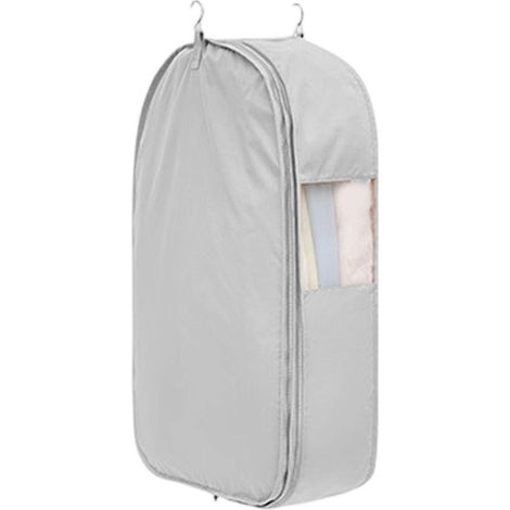 Housse à vêtements suspendue pour penderie, gain de place, pour manteaux, vestes et costumes, grise, taille M, 58 x 40 x 90 cm