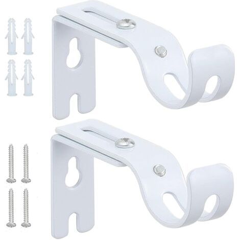 4 Pièces Support Barre Rideau Supports Réglables Attache Tringle Rideau Support Tringle (Blanc) (1/5)