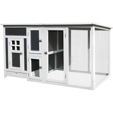 Huhnerstall huhnerhaus geeignet fur 1 2 huhner mit nistkasten eierkiste mit 2 fachern tanne grauwei 160 x 75 x 80 cm 202105012 (1/5)