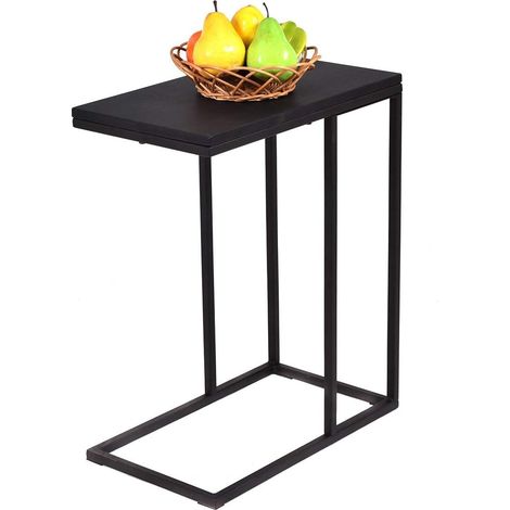 Mesa Auxiliar de Forma C Mesilla Mesa de Centro Sofá Portátil para Balcón Salón Color Negro (1/5)