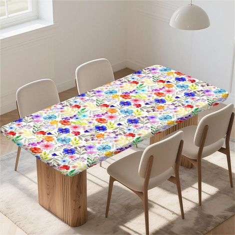 Housse de table rectangulaire 140x80 cm avec élastique, imperméable, lavable, extérieur