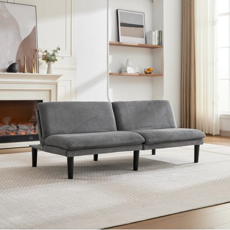 Divano 2 posti 167x84x67 cm grigio, schienale reclinabile 3 posizioni, velluto MEUBLIV (1/5)