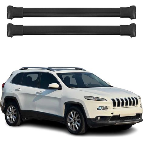 OMAC Aluminium Dachträger Querträger für Jeep Cherokee KL 2014-2023 – Max. 75 kg – 2 Stangen Schwarz (1/5)