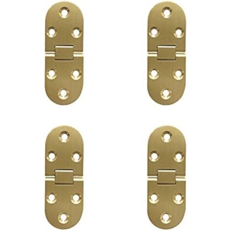 180 Degré Flip Charnières Rabattables en Laiton Bord Rond avec Vis Charnière pour Table Pliante Meubles Armoire Portes Boîte En Bois Anti Rouille Cuivre Polissage Lot de 4 (1/3)