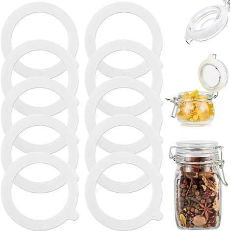 10 Pieces Replacement Silicone Jar Seals, Waterproof Silicone Jar Seals, Reusable Rubber Jar Seal Rings, for Glass Jar Lids, Food Preservation (1/5)