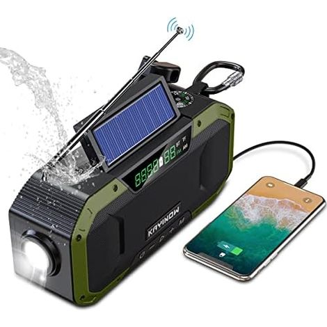 Radio solaire Dynamo - Haut-parleur Bluetooth, radio de survie portable AM/FM étanche IPX5, batterie 5000 mAh rechargeable à manivelle, radio d'urgence multifonction, camping, SOS, lampe torche WddnAo (1/5)