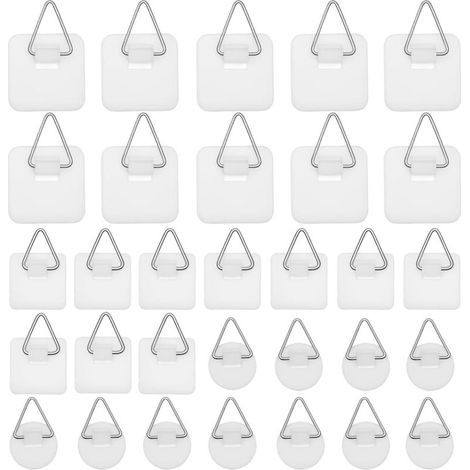 30 ganci adesivi da parete, ganci invisibili per quadri, supporti da parete senza foratura, supporti per cornici senza foratura per foto e dipinti (1/5)