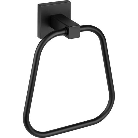 Porte-Serviettes Mural - Anneau Serviette Salle De Bain - Acier Inoxydable SUS304 - Noir Mat - 16,8 x 15 x 6,5 cm - 1 Pièce (1/5)