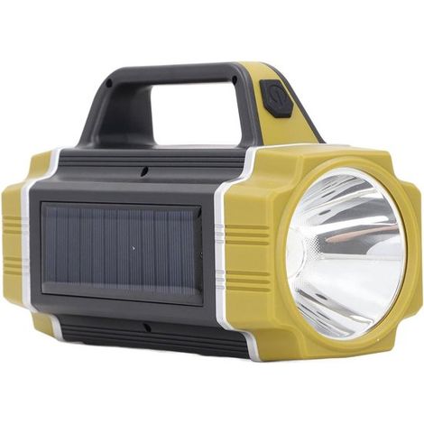 Torcia a energia solare, portatile, faretto super luminoso con luce laterale e ricarica USB, impermeabile e con 6 modalità per attività all'aperto. (1/5)