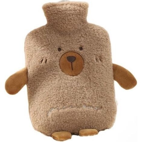Bouteille d'eau chaude,bouillotte thermos en peluche,bouteille d'eau chaude forme ours,bouillotte abdomen,pour (1/4)