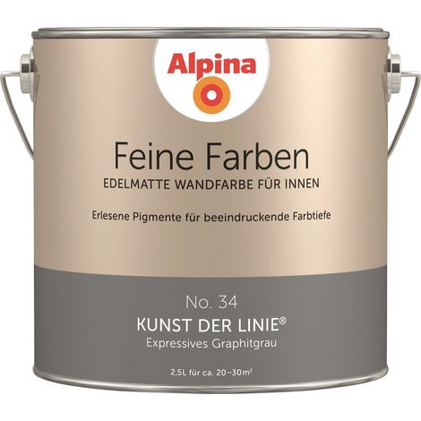 Alpina Feine Farben No. 34 Kunst der Linie 2,5 L expressives graphitgrau edelmatt Wandfarbe (1/2)