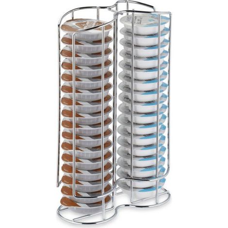 Porte-Capsules - Capacité 32 Dosettes - Dimensions 29 x 18 x 8,5 cm - Métal - Argenté (1/5)