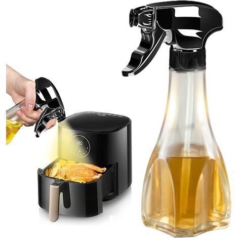 Vaporisateur d'huile de cuisson, flacon pulvérisateur d'huile d'olive de 240 ml avec buse rotative, flacon distributeur d'huile pour friteuse à air chaud, barbecue, pâtisserie, salades