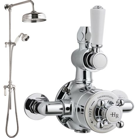 Hudson Reed Topaz Exposed Shower Valve with Rigid Riser Kit - Chrome (1/4)