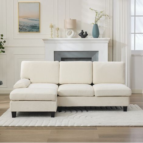 Ecksofa 194x118x81 cm Beige Stoff L-Form mit Schlaffunktion (1/5)