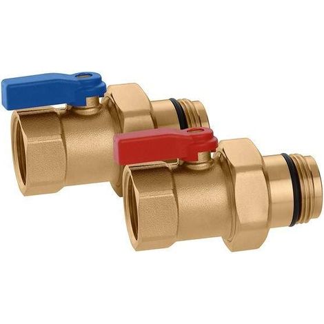Coppia valvole di intercettazione a sfera con tenuta O-Ring. Per collettori serie 664 e 665. Caleffi 391066 1"F