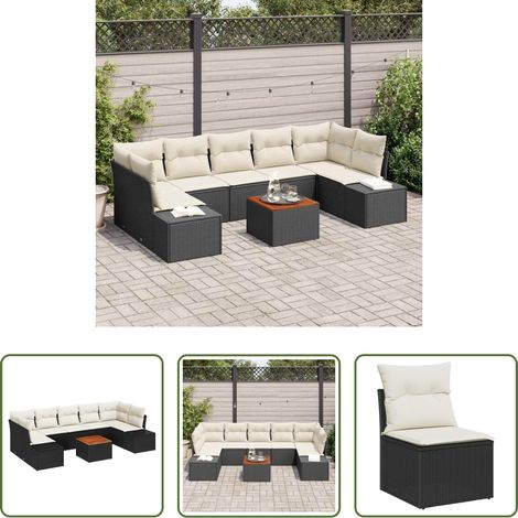 vidaXL Modulares Sofa - Gartensofa-set mit Speicher 8 pcs Schwarz und Creme Poly-Rattan (1/5)