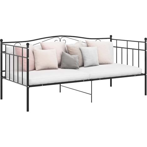 Schlafsofa Bettgestell Schwarz Metall 90x200 cm