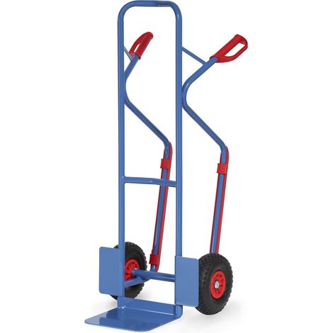 Fetra Stahlrohrkarre mit Polyurethanbereifung Höhe 1300 mm mit Kunststoff-Gleitkufen 320mm Schaufelbreite (1/3)