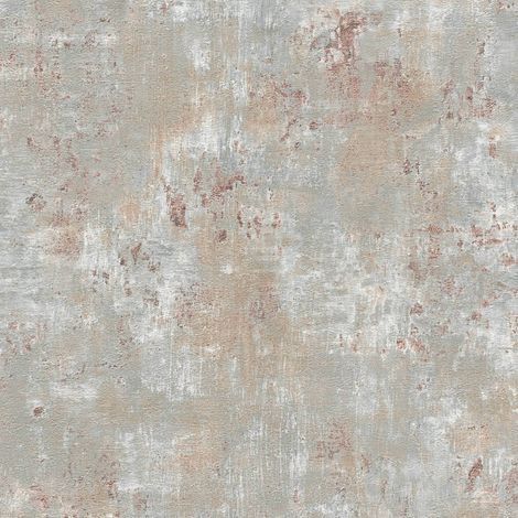 Carta da parati effetto stucco intonaco Profhome 396702 Carta da parati TNT goffrata a caldo strutturata a rilievo ed accenti metallici grigio azzurro bronzo beige 5,33 m2