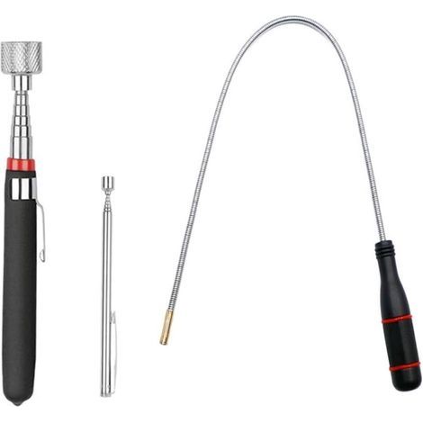 Set mit 3 teleskopierbaren Magnethebern: teleskopierbare Magnetheber, ausziehbare Magnetheber, faltbarer, federbelasteter Magnetstab (1/5)