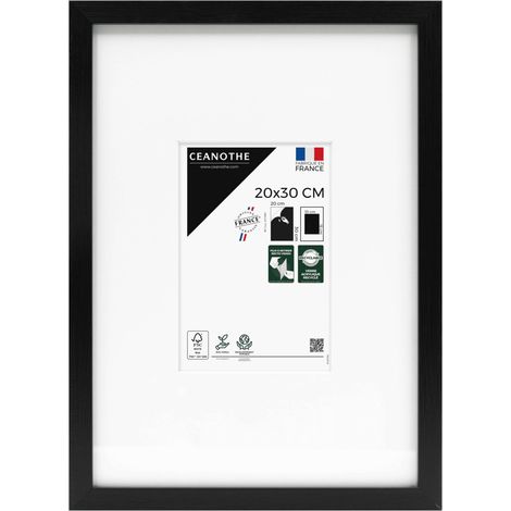 Cadre Photo Noir 20x30 cm/A4 et 30x20 cm - Convient au A4 – Baguette fine et minimaliste - Cadre Photo Wild en Résine recyclée, Fabriqué en France - Verre acrylique Incassable (1/5)