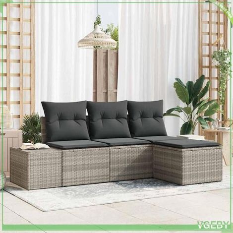 Ensemble canapé de jardin - FAFEICY - 3355681 Modulaire - Gris clair - Polyrotin - Résistant aux intempéries (1/5)
