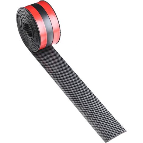 Autocollant universel pour voiture, protection de seuil de porte en caoutchouc imitation fibre de carbone 4D, à monter soi-même, 1 m x 5 cm (1/5)