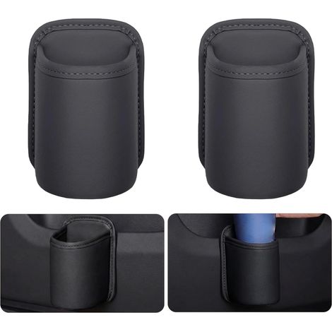Support gobelet voiture en cuir PU, 2 pièces, porte-bouteille et boisson, rangement auto, noir (1/5)