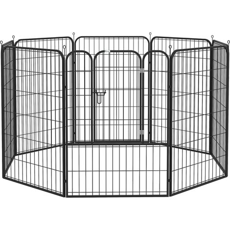 CHICFURN Recinto per cuccioli in metallo nero 79x100 cm con porta, pieghevole interno/esterno (1/5)