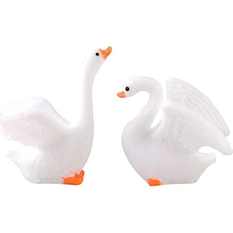Ornements De Cygne Blanc Résine Miniature Décoration Jardin Extérieur Micro Paysage Accessoires Maison Terrarium (1/5)