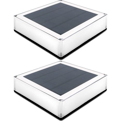 Set mit 2 Solar-Außenleuchten für Pfosten, Terrasse, Zaun, Patio, Garten, wasserdichte Leuchte mit einstellbarer Farbtemperatur 3000K, 4000K, 6000K [Energieklasse A+]