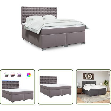 vidaXL Surmatelas -  Sommier à lattes de lit avec matelas Gris 180x200 cm Similicuir (1/5)