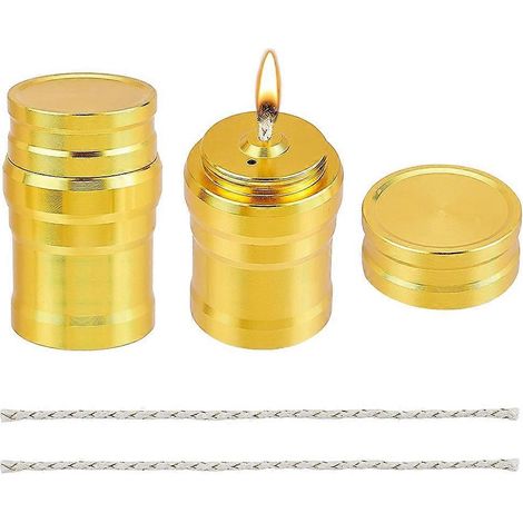 Set aus 2 tragbaren Mini-Spirituskochern aus Metall mit Baumwollschnur, für Zuhause, Camping und Outdoor-Aktivitäten. (1/5)