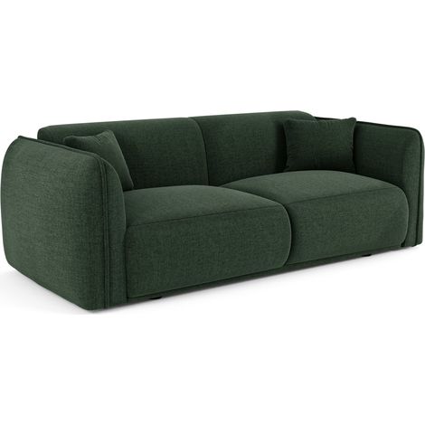 Canapé 3 places 3 places en tissu tramé toucher doux vert kaki LUSH (1/5)