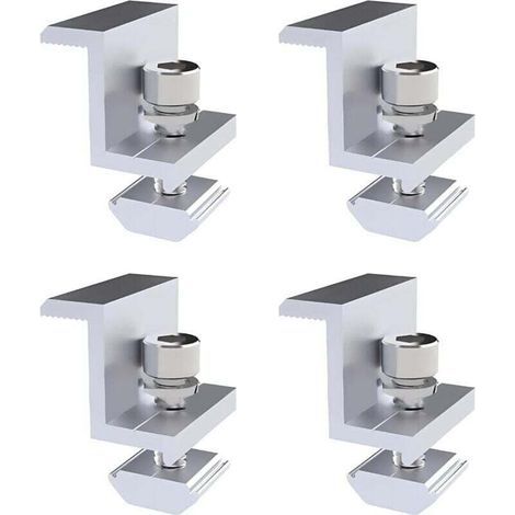 Paquet de 4 supports de panneau solaire, pince d'extrémité de 30 mm, support de panneau solaire, support Z, pince réglable, support de panneau solaire photovoltaïque photovoltaïque (1/5)