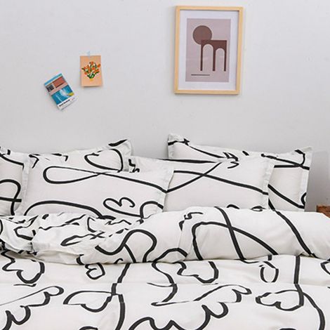3-teiliges Bettwäscheset aus dicker, angerauter Baumwolle, schlichtes und atmungsaktives Design, ideal für ein 1,2 m (4 Fuß) breites Bett – impressionistisches Muster (1/5)
