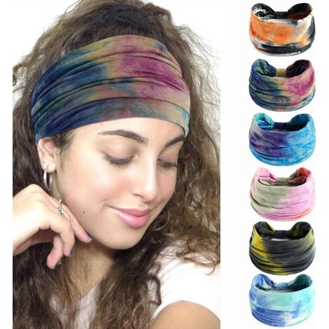 Bandeaux tendance pour femmes, foulards pour cheveux, turbans fleuris, bandeaux en coton, larges bandeaux de yoga et de sport (P6Ranse) (1/5)