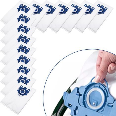 Sacs poussière jetables pour aspirateur Miele GN/Hyclean 3D - Filtration 99% non-tissé, lot de 15 sacs bleus ou rouges (1/3)
