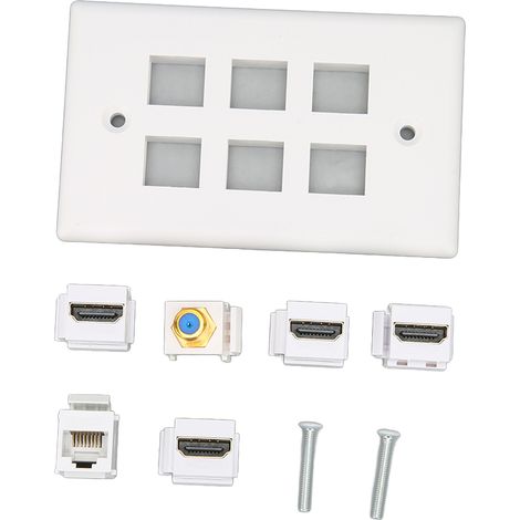 6-Port-HDMI- und RJ45-CAT6-Wanddose für Büro und Wohnzimmer, HD-Multimedia-Anschluss