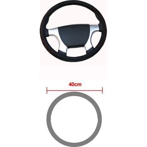 (40 cm Rouge) Housse de volant en cuir PU gaufré pour voiture ou camion, diamètres compatibles avec les volants de voiture (1/5)