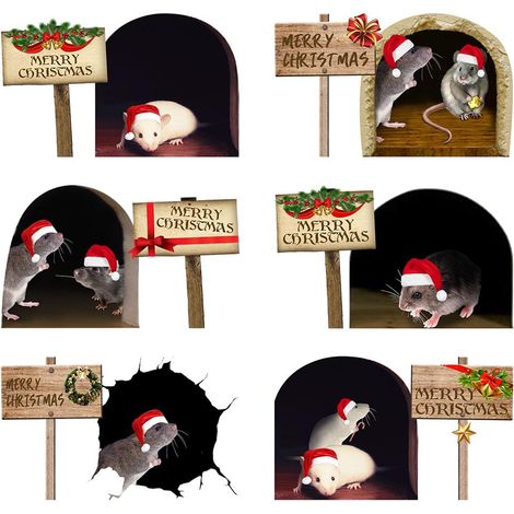 DIY-Wandtattoos mit Cartoon-Tieren – Lustige Weihnachtsmaus-Dekoration für Wohnzimmer und Schlafzimmer (1/5)