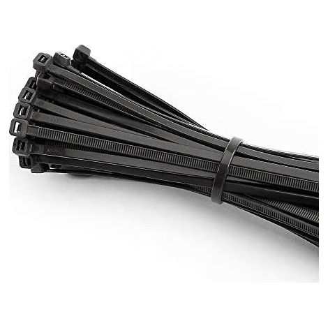 Schwarze wiederverwendbare Kabelbinder 300 x 4,5 mm (Beutel 100 Stück), hochwertiges Nylon