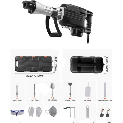 Marteau de démolition, 2800W de puissance, design ergonomique, 2800W 4PCs (1/2)